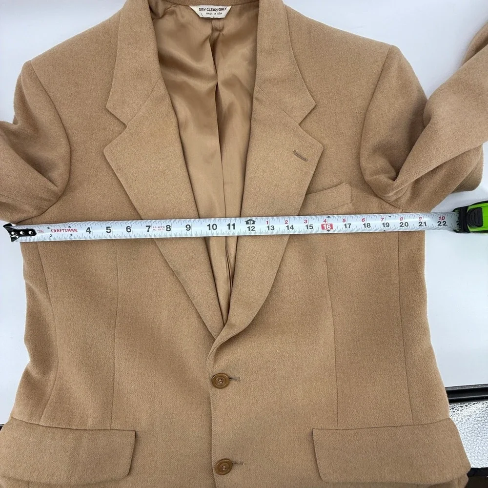Vtg Bill‎ Blass Made in USA Wool Blazer Men's Tan Brown Classic Two Button Coat